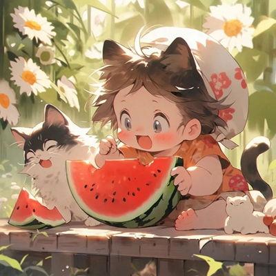 小兔吃瓜头像动漫图片,萌动夏日动漫风采-第2张图片-网曝911黑料热点事件